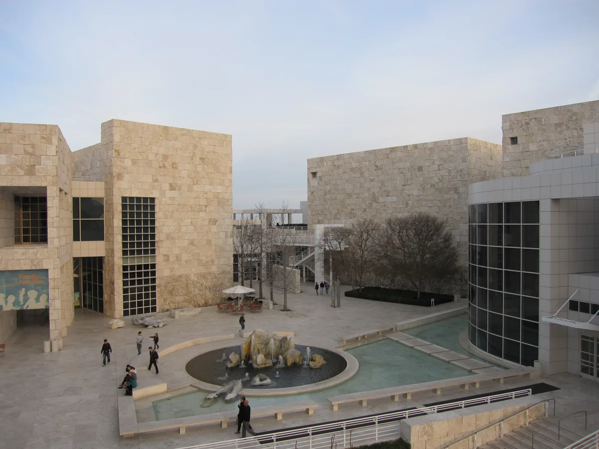 Getty Center museum buildings around the courtyard