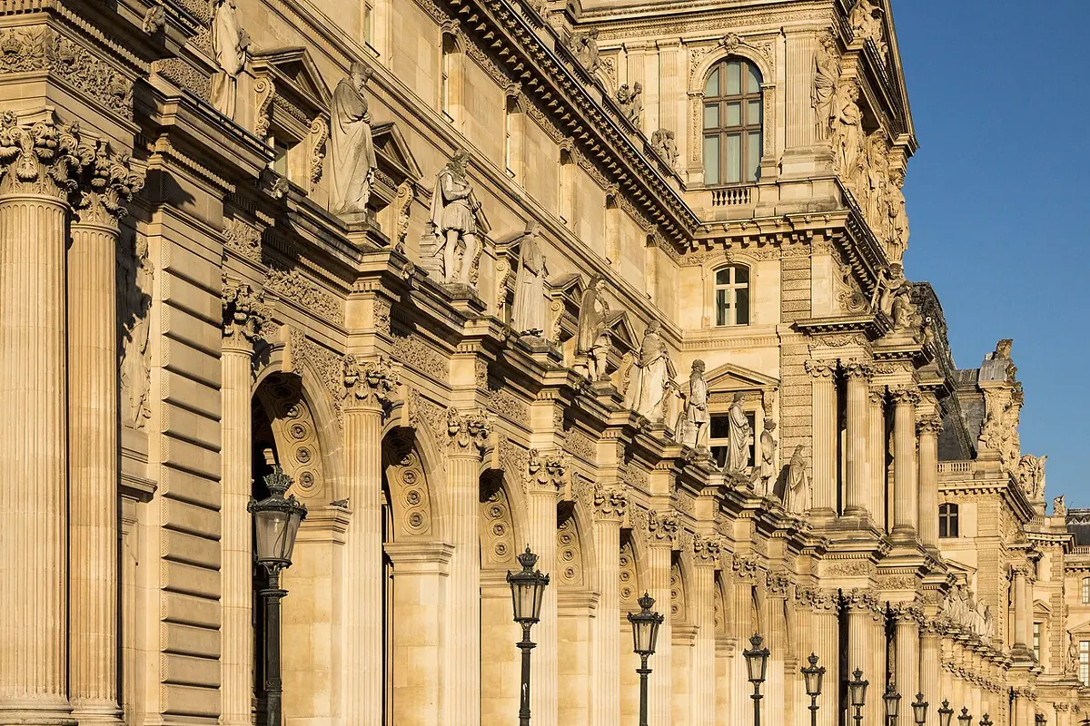 Richelieu Wing exterior of the Louvre in Paris