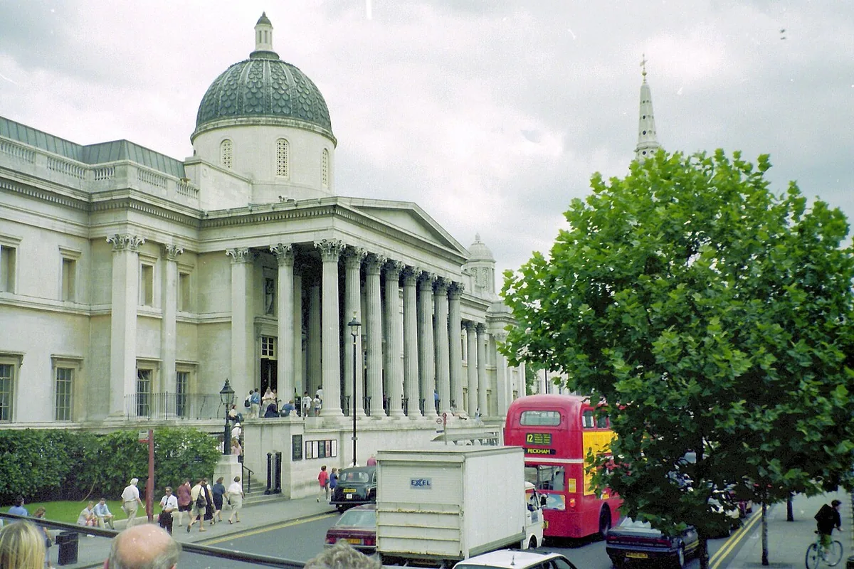 National Gallery south facade in London, photographed in June 1995